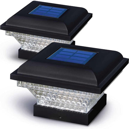 Home Zone Security Decorative Outdoor Solar Post Lights Black No Wiring 2 Pack