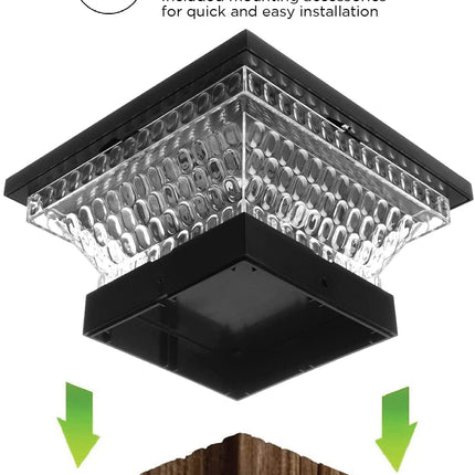 Home Zone Security Decorative Outdoor Solar Post Lights Black No Wiring 2 Pack