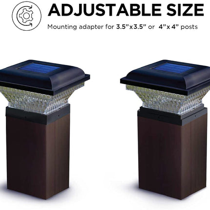 Home Zone Security Decorative Outdoor Solar Post Lights Black No Wiring 2 Pack