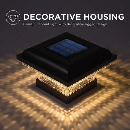 Home Zone Security Decorative Outdoor Solar Post Lights Black No Wiring 2 Pack