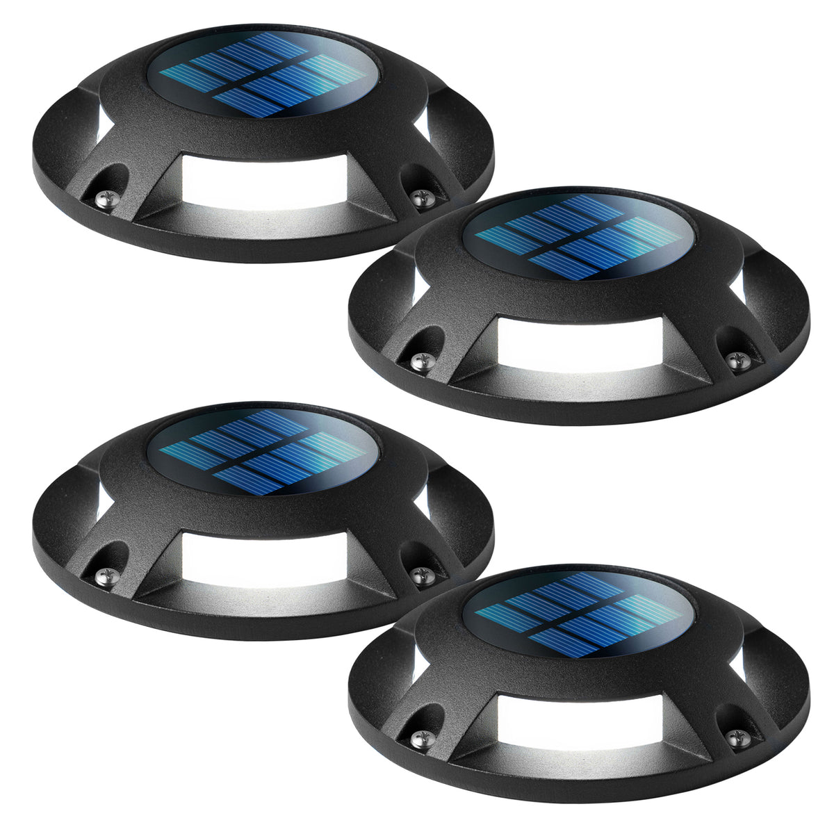 Home Zone Security Deck & Stair Solar Light Weatherproof No Wiring Black 4 Set