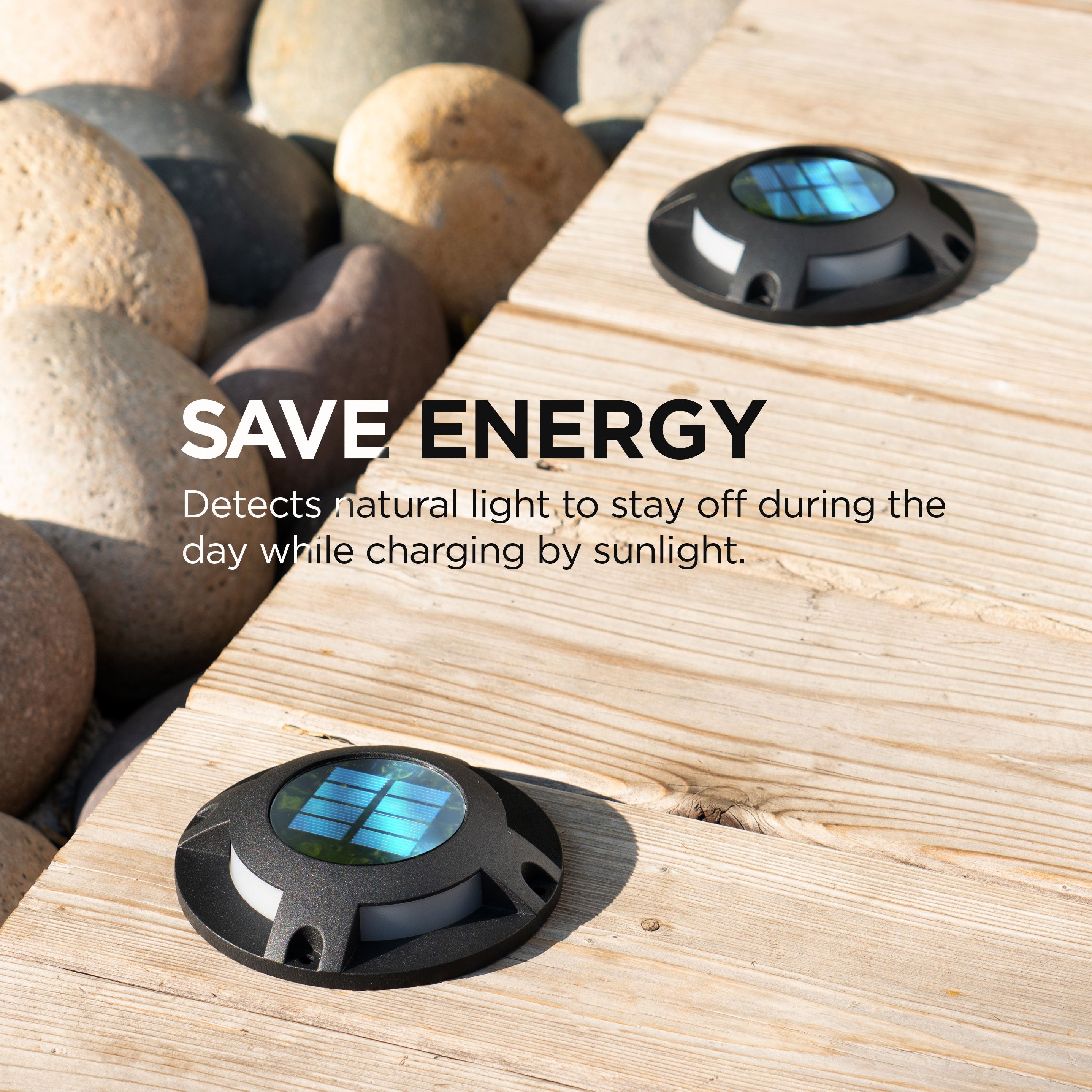 Home Zone Security Deck & Stair Solar Light Weatherproof No Wiring Black 4 Set