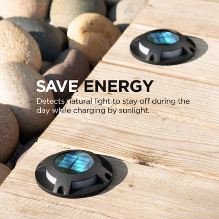 Home Zone Security Deck & Stair Solar Light Weatherproof No Wiring Black 4 Set