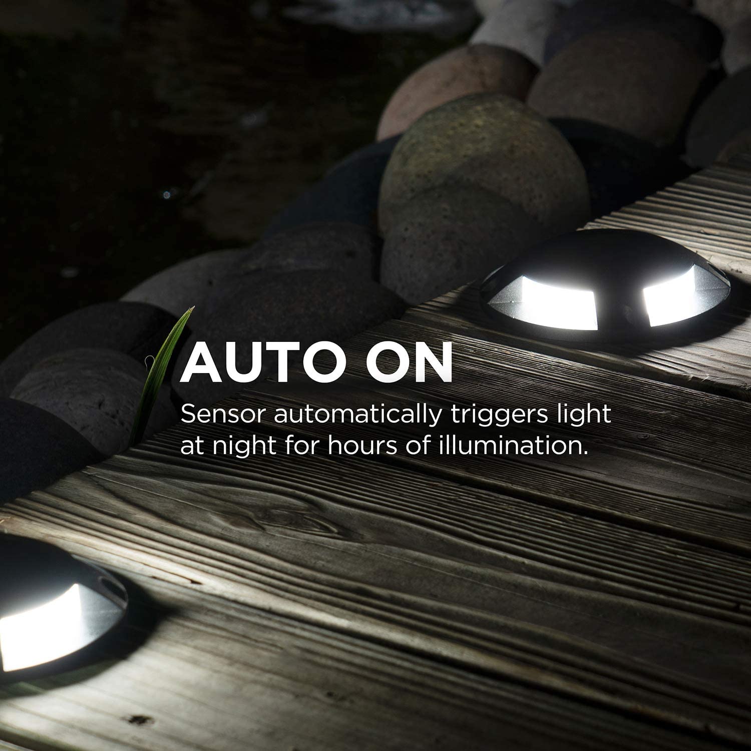 Home Zone Security Deck & Stair Solar Light Weatherproof No Wiring Black 4 Set