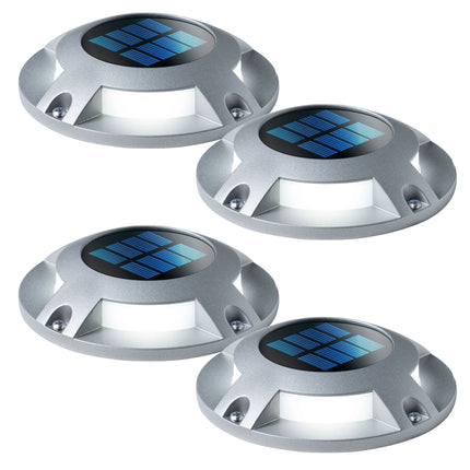 Home Zone Security Deck & Stair Solar Light Weatherproof No Wiring Silver 4 Set
