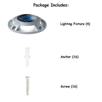 Home Zone Security Deck & Stair Solar Light Weatherproof No Wiring Silver 4 Set