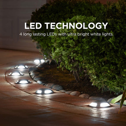 Home Zone Security Deck & Stair Solar Light Weatherproof No Wiring Silver 4 Set