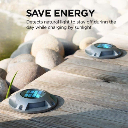 Home Zone Security Deck & Stair Solar Light Weatherproof No Wiring Silver 4 Set