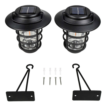 Home Zone Security Solar Decorative Glass Wall Lantern Light No Wiring 2 Set