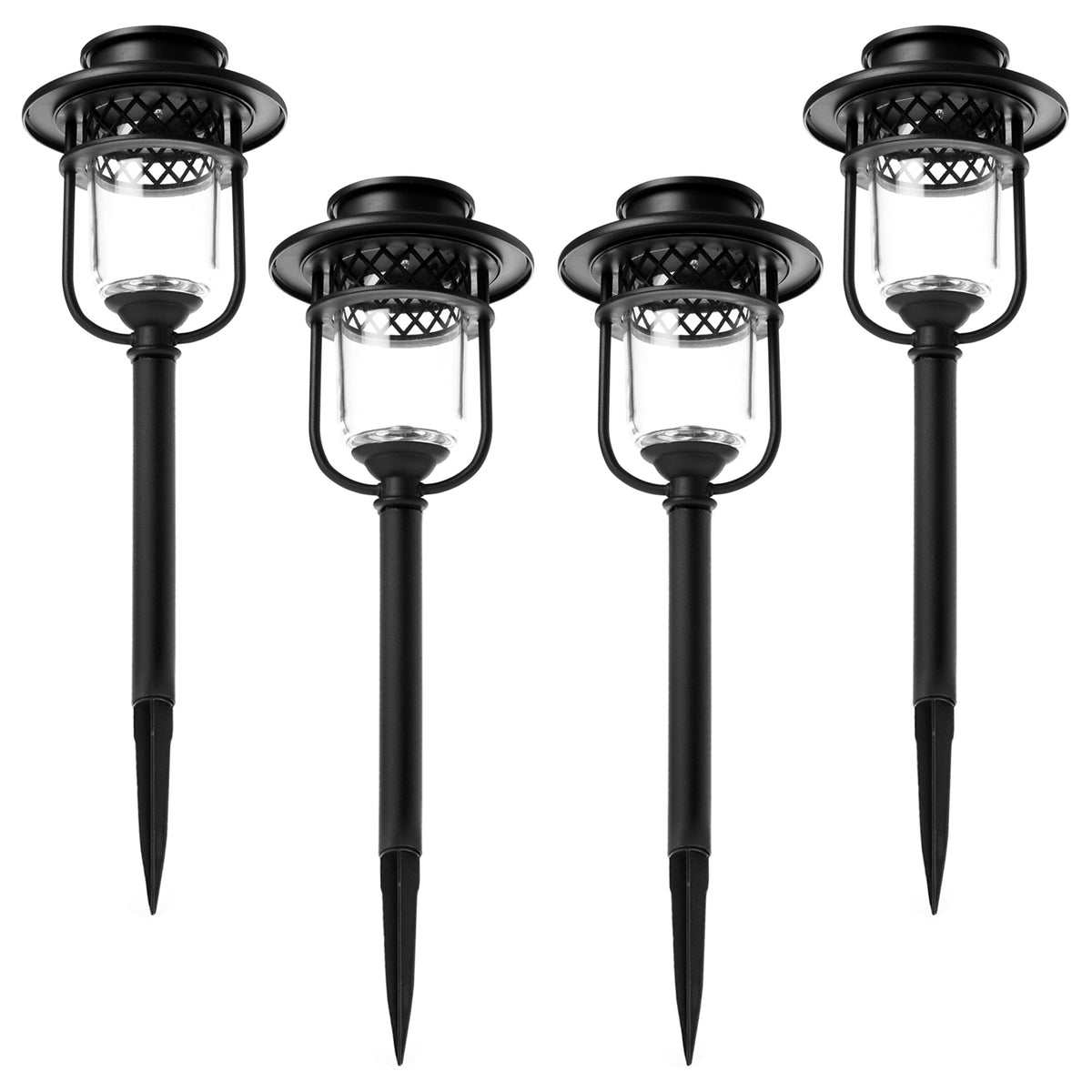 Home Zone Security Pathway & Garden Solar Glass Lights Stainless Steel 4 Set