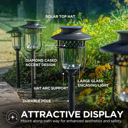 Home Zone Security Pathway & Garden Solar Glass Lights Stainless Steel 4 Set