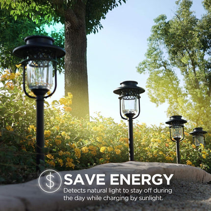 Home Zone Security Pathway & Garden Solar Glass Lights Stainless Steel 4 Set