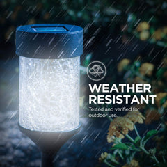 Home Zone Security Black Outdoor Solar Pathway Light - 5000K Crackle Glass Rotating LED Path Lights for Walkway, Yard, & Garden (2 Pack)