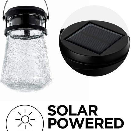 Home Zone Security Black Outdoor Solar Pathway Light - Warm 3000K Crackle Glass Path Lights for Walkway, Yard, & Garden No Wiring (2 Pack)