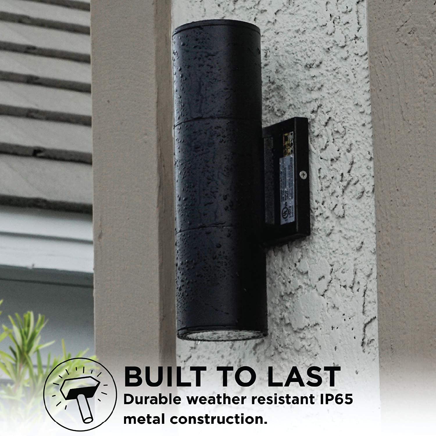 Home Zone Security LED Modern Wall & Porch Sconce Light Black