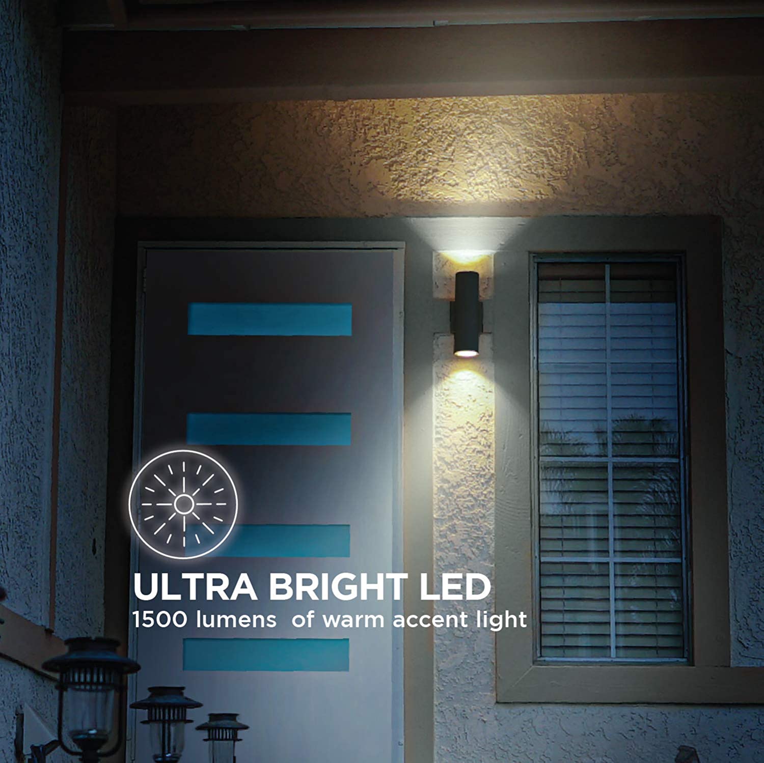 Home Zone Security LED Modern Wall & Porch Sconce Light Black