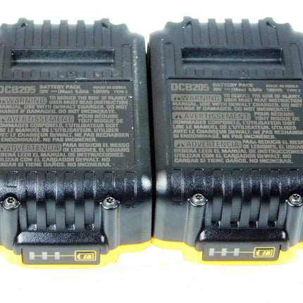 DeWalt DCB205-2 20V MAX Lithium-Ion 5.0 Ah Battery Pack with Gauge (2 Pack)