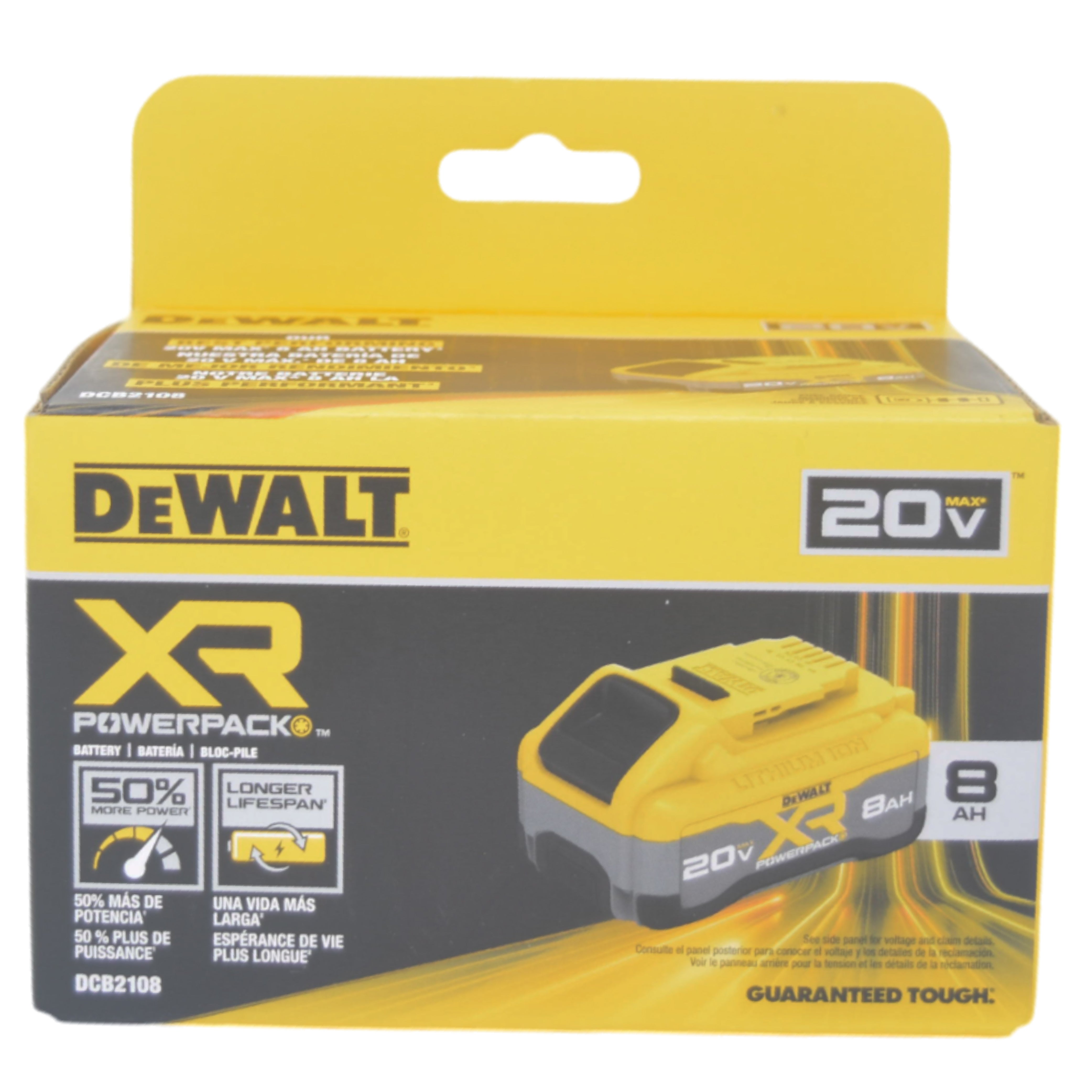 DeWalt DCB2108 20V MAX XR POWERPACK 8 Ah Battery – Extended Runtime, High-Performance Lithium-Ion Battery, Compatible with All DeWalt 20V MAX Tools