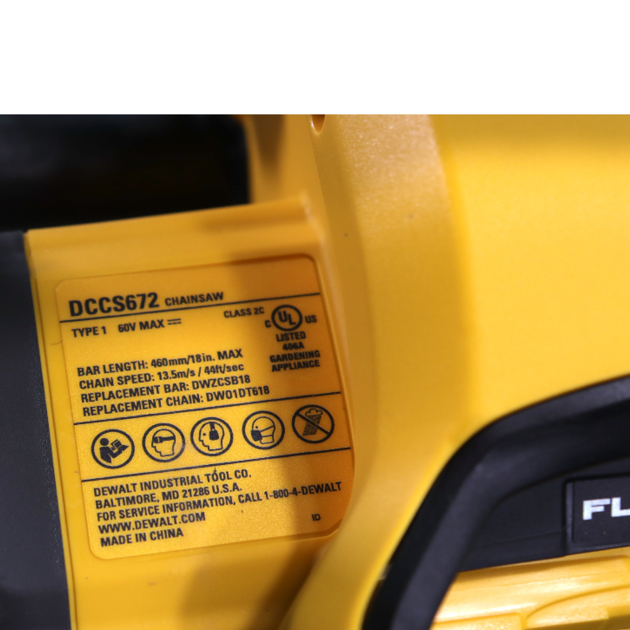 DEWALT 60V MAX Cordless Chainsaw, 18" (Tool Only) – Brushless Power for Heavy-Duty Cutting