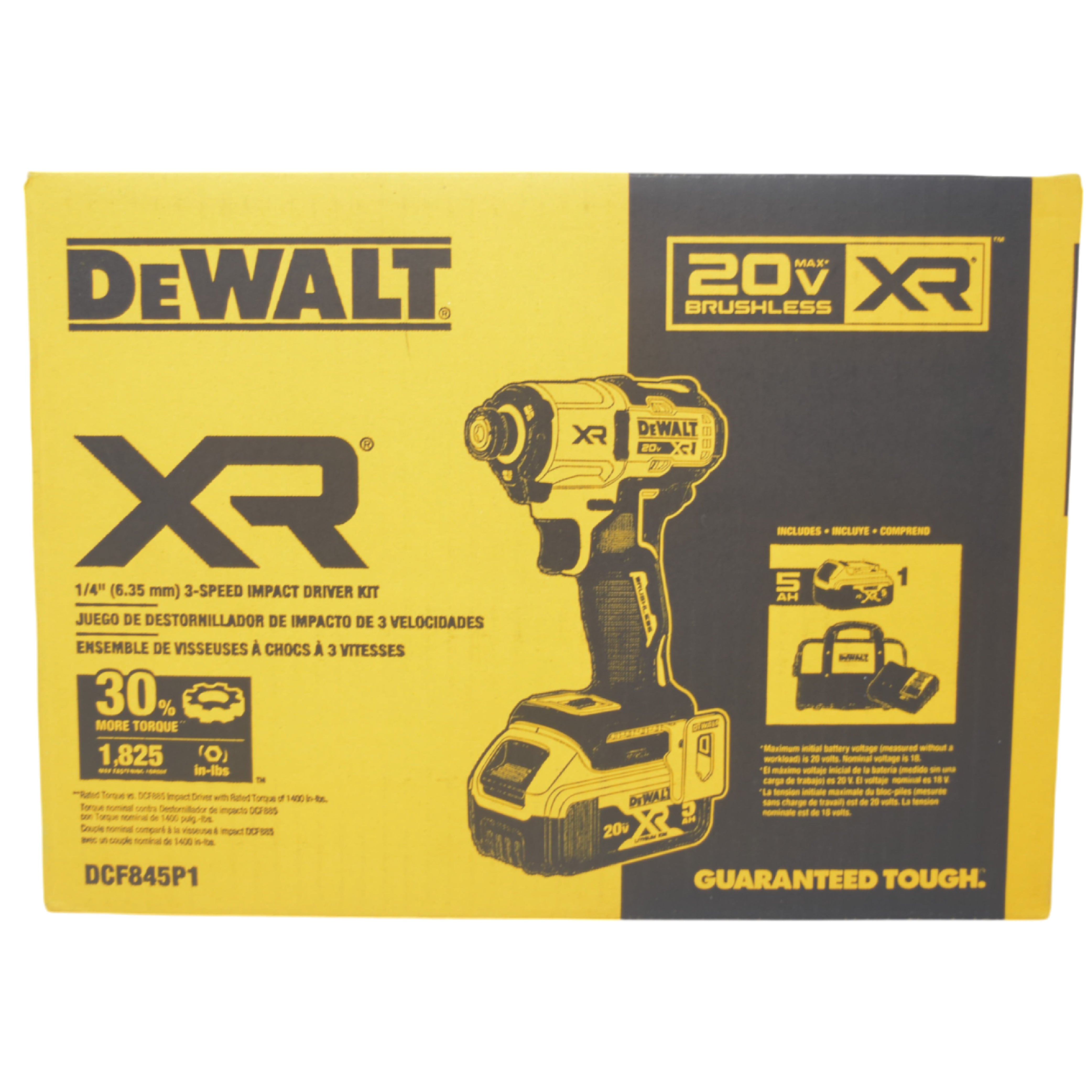 DeWalt DCF845P1 20V Max XR Brushless Cordless 3-Speed 1/4" Impact Driver Kit – Powerful 5.0Ah Battery, Compact Design, Precision Control for Heavy-Duty Jobs