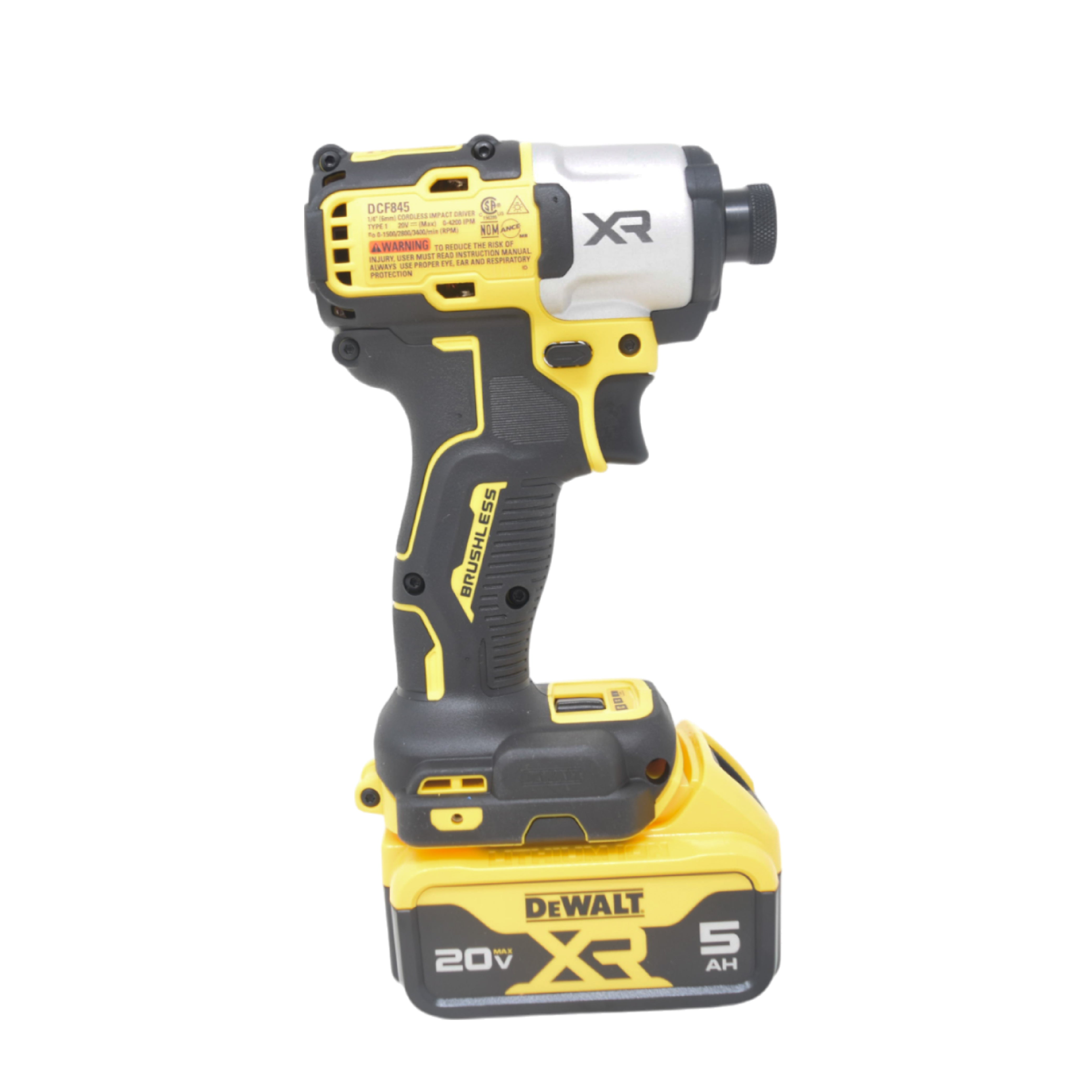 DeWalt DCF845P1 20V Max XR Brushless Cordless 3-Speed 1/4" Impact Driver Kit – Powerful 5.0Ah Battery, Compact Design, Precision Control for Heavy-Duty Jobs