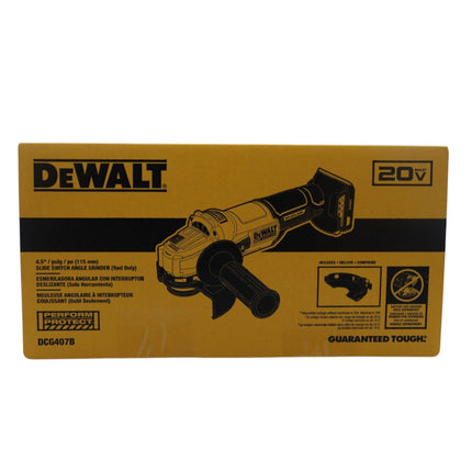 DEWALT DCG407B 20-Volt MAX Cordless Brushless 4-1/2 in. Angle Grinder with Slide Switch (Tool Only)
