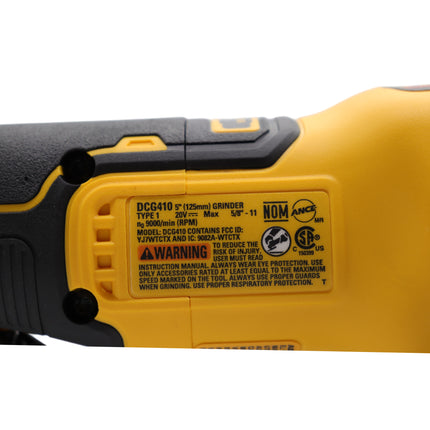 DEWALT DCG410B 20V MAX XR Brushless Cordless 4-1/2" - 5" Angle Grinder (Tool Only) - 8,000 RPM, Electric Brake, Compact Design