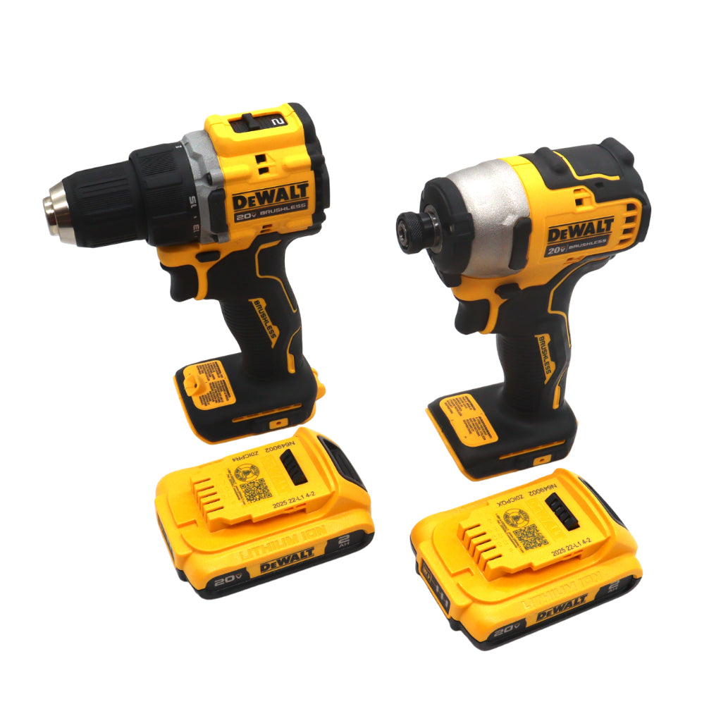 DEWALT DCK225D2 ATOMIC 20V MAX Brushless Compact Drill/Driver & Impact Driver Combo Kit with (2) 2.0Ah Batteries, Charger & Bag