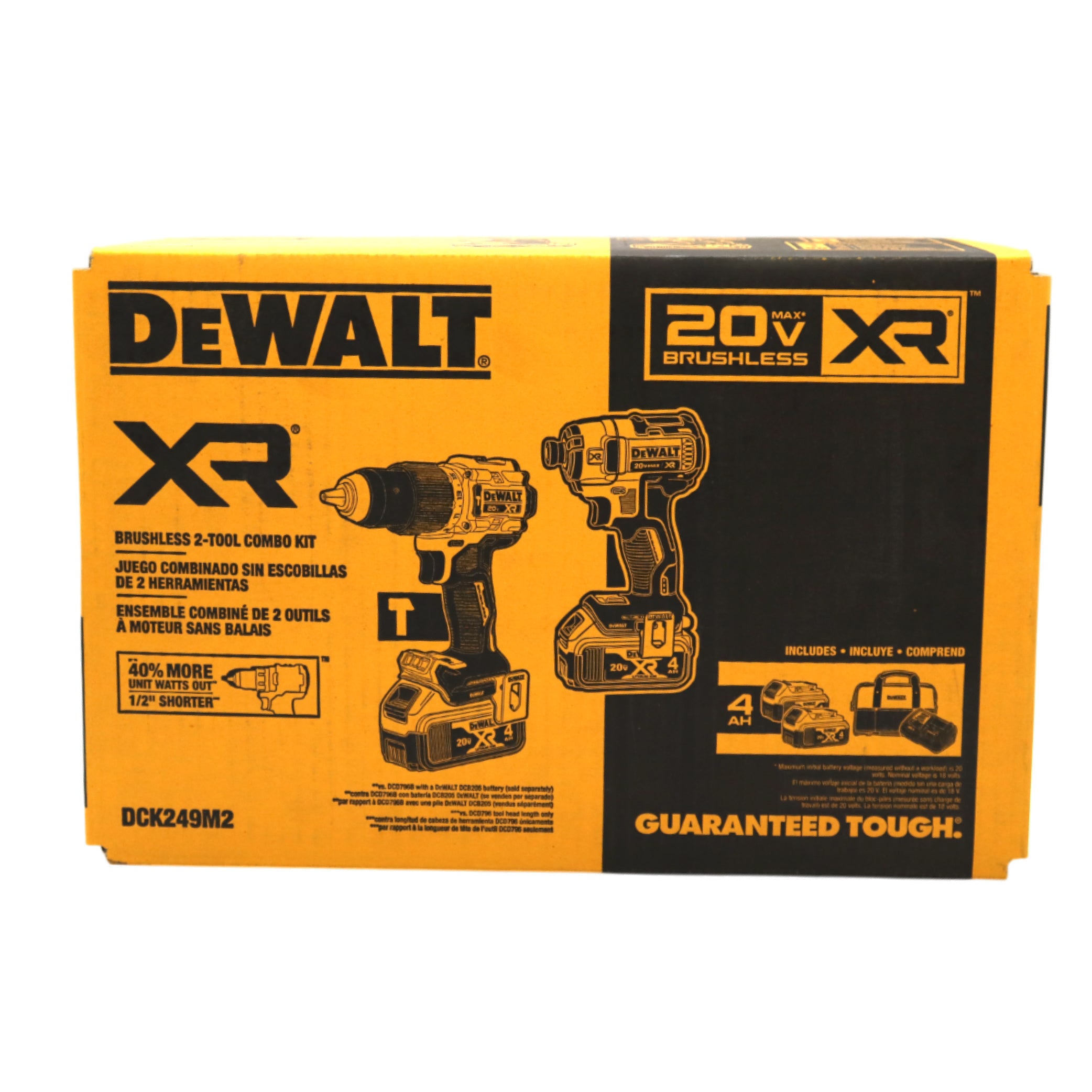 DeWalt DCK249M2 20V MAX XR Brushless Tool Combo Kit w/ 4.0Ah Batteries & Charger