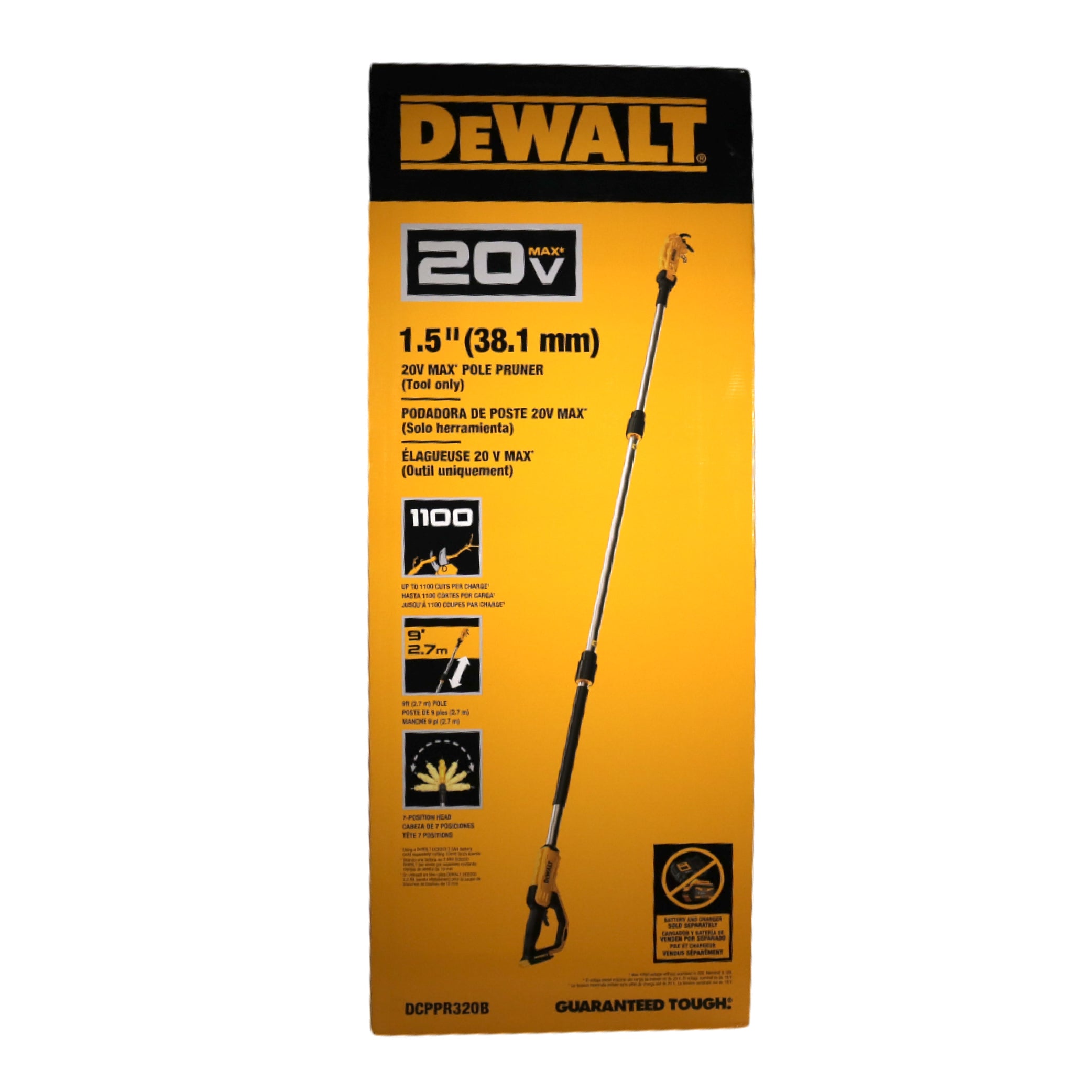 DEWALT DCPPR320B 20V MAX Cordless Battery-Powered Pruner (Tool Only) – 8" Cutting Capacity, 3/4" Branch Cut, Lightweight Design for Landscaping & Garden Maintenance