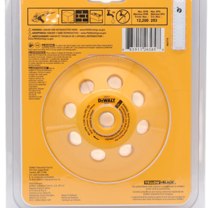 DEWALT DW4777 5-Inch Double Row Diamond Cup Grinding Wheel for Concrete, Masonry, and Stone – Fits 5/8"-11 Arbor Angle Grinders