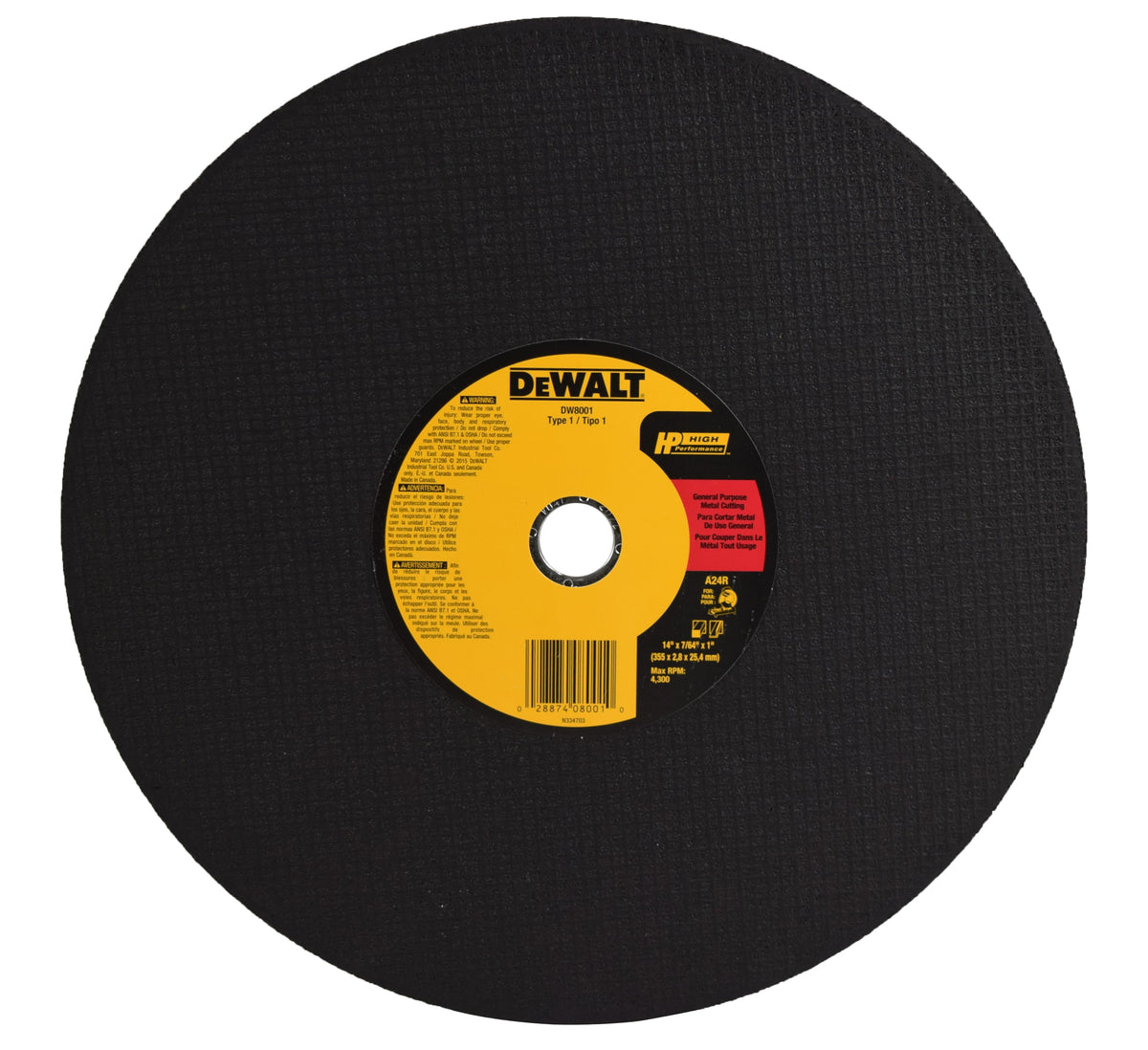 DEWALT DW8001 General Purpose Chop Saw Wheel, 14-Inch X 7/64-Inch X 1-Inch 10 Pack