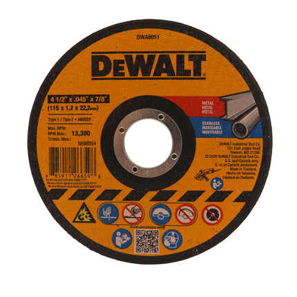 Dewalt DWA8051 4 1/2 x 7/8 General Purpose Cutting Wheel