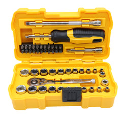 DEWALT DWMT45422 1/4" Drive 50-Piece Mechanics Tool Set - SAE & Metric, Cr-V Steel, Compact Case - Socket, Bit & Accessory Kit for Auto, Bike & Home Repair
