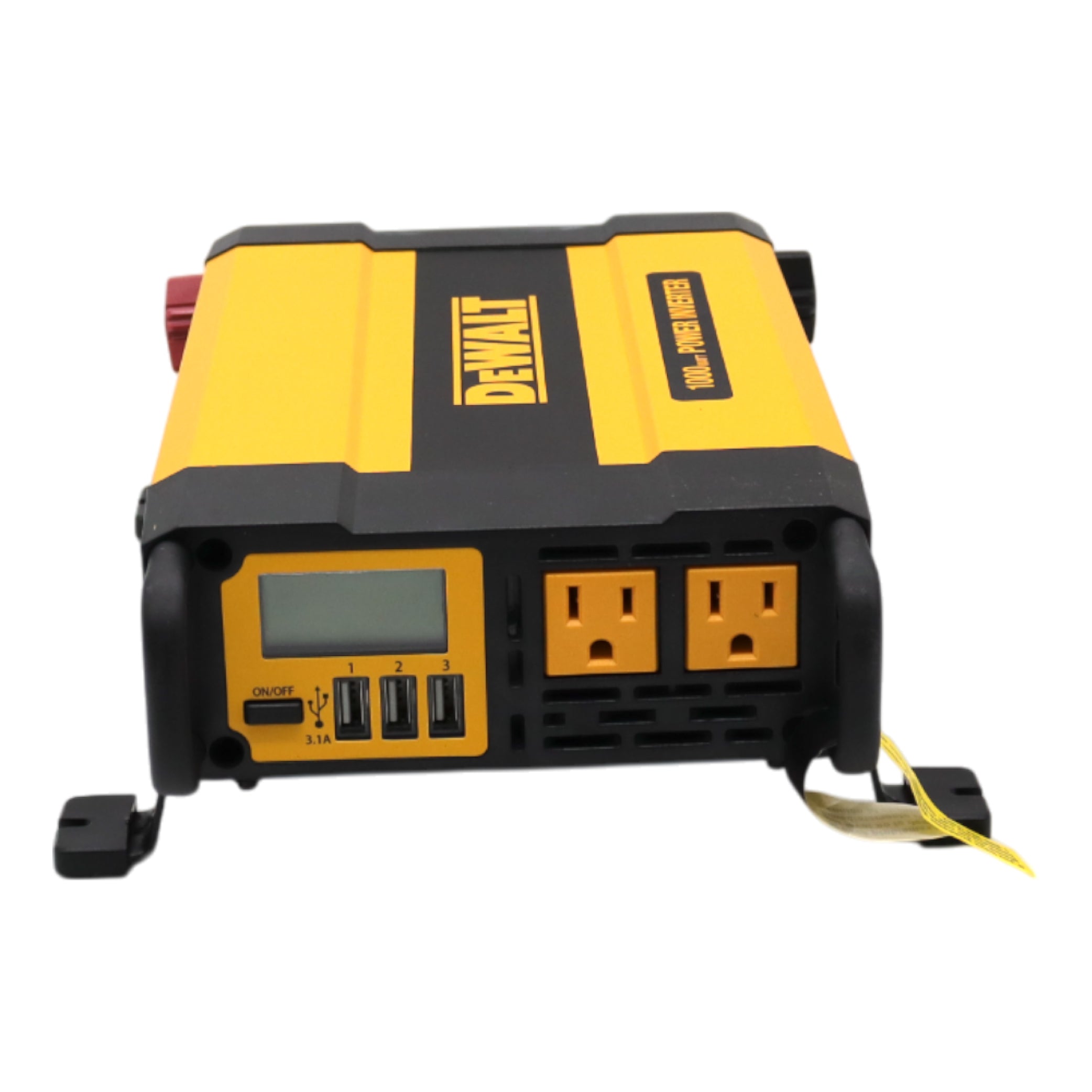 DEWALT DXAEPI1000 Power Inverter 1000W Car Converter with LCD Display: Dual 120V AC Outlets, 3.1A USB Ports, Battery Clamps