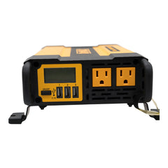 DEWALT DXAEPI1000 Power Inverter 1000W Car Converter with LCD Display: Dual 120V AC Outlets, 3.1A USB Ports, Battery Clamps