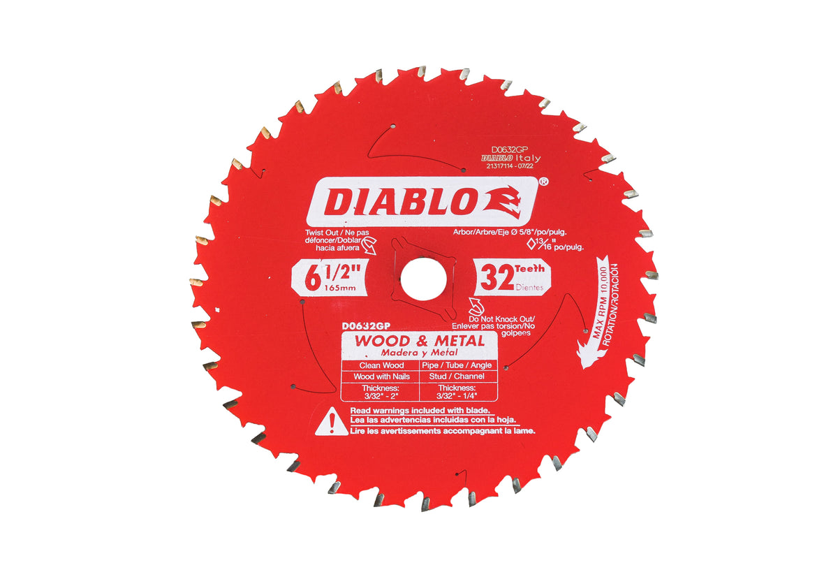 Diablo D0632GPA 6.5" 32 Tooth Wood and Metal Carbide Saw Blade