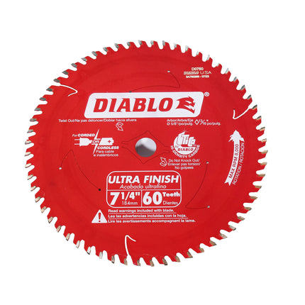 Diablo D0760A 7-1/4" x 60-Teeth Ultra Finish Carbide Saw Blade for Wood