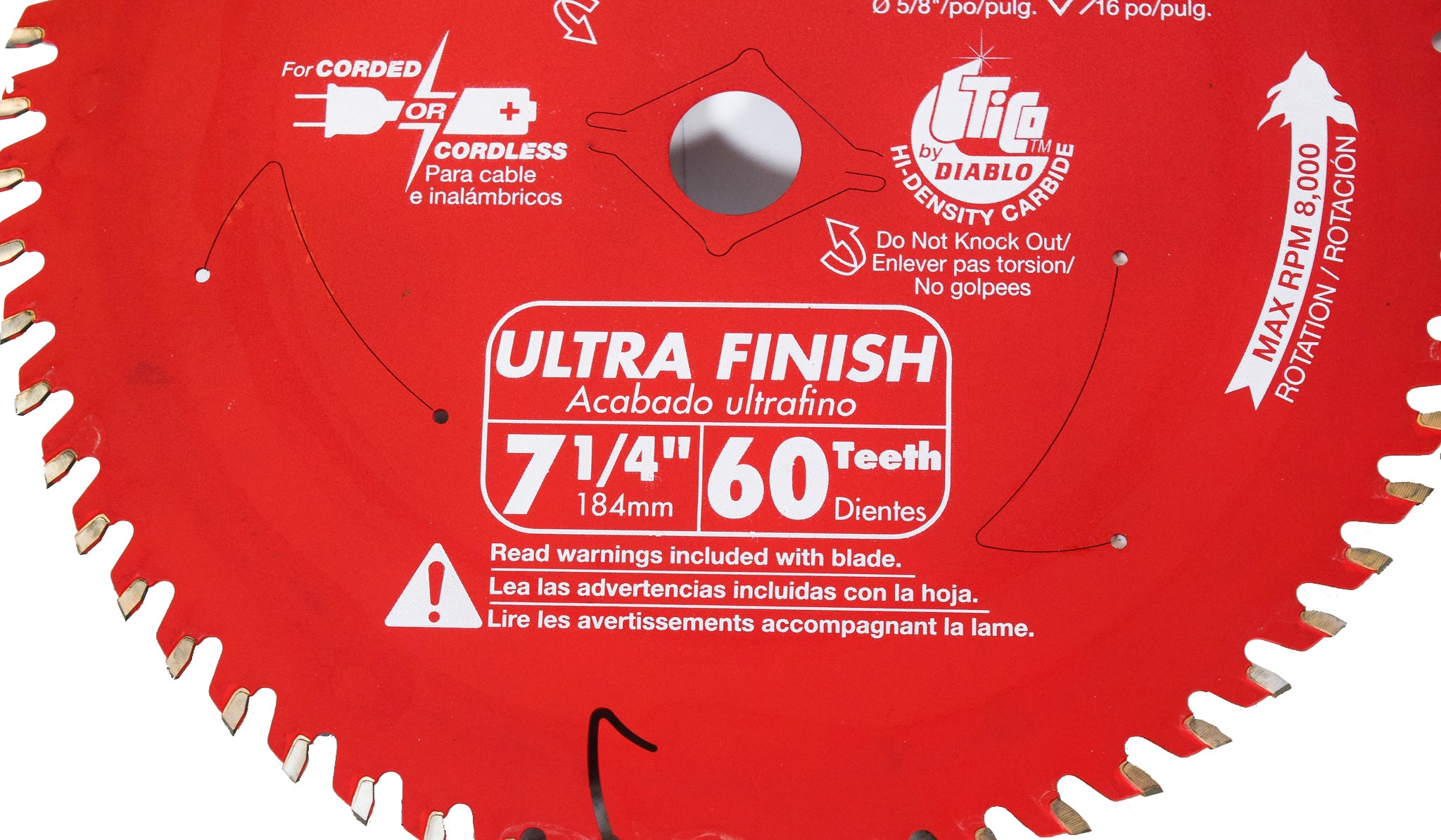 Diablo D0760A 7-1/4" x 60-Teeth Ultra Finish Carbide Saw Blade for Wood