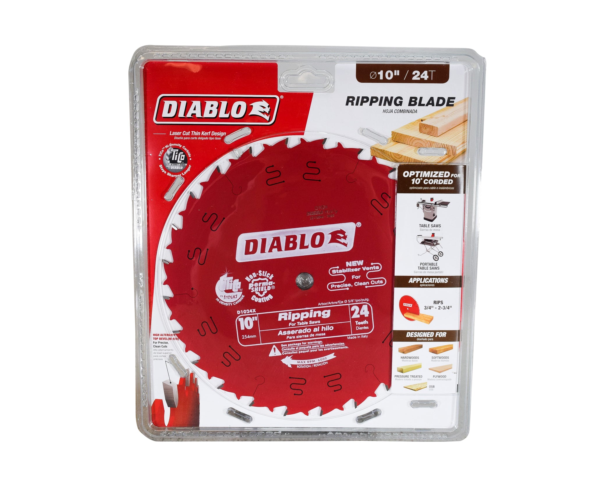 Diablo D1024X 10" x 24-Teeth Ripping Saw Blade for Wood
