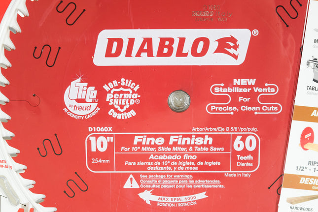 Diablo D1060X 10" x 60-Teeth Fine Finish Saw Blade for Wood