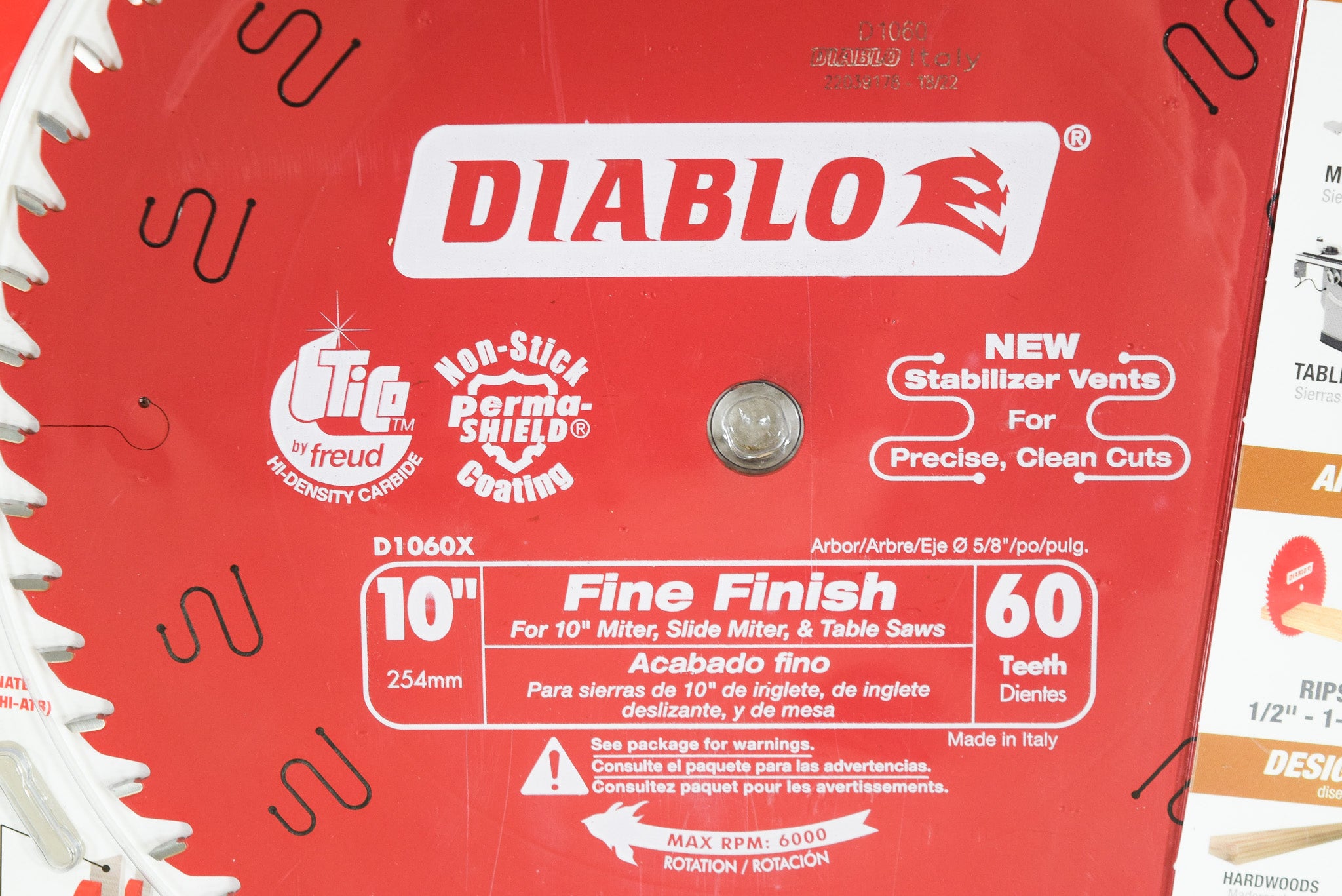 Diablo D1060X 10" x 60-Teeth Fine Finish Saw Blade for Wood