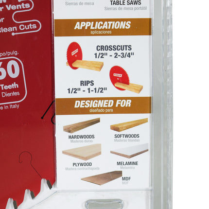 Diablo D1060X 10" x 60-Teeth Fine Finish Saw Blade for Wood (5 Pack)