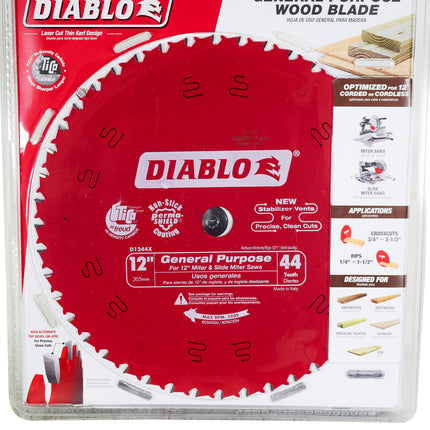 Diablo D1244X 12" x 44-Teeth General Purpose Saw Blade for Wood