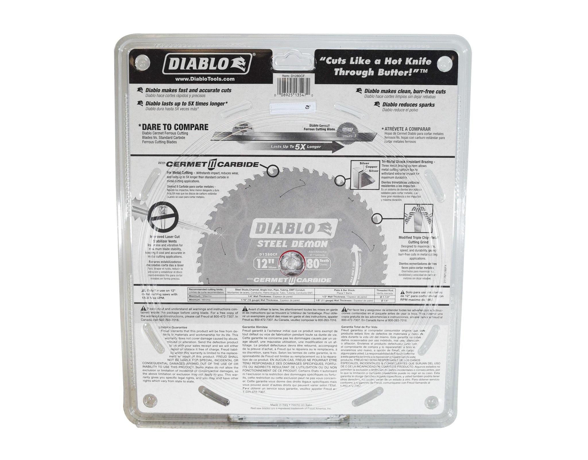 Diablo D1280CF 12" x 80-Teeth Steel Demon Cermet II Saw Blade for Thin Metal