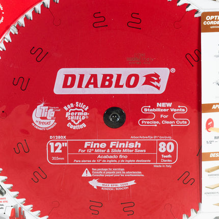 Diablo D1280X 12" x 80-Teeth Fine Finish Saw Blade for Wood (4 Pack)