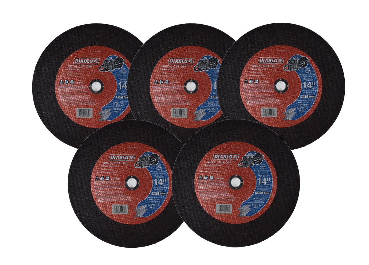 Diablo's Premium 14"x1/8"x1" Metal High Speed Cut Off Discs (5 Pack)