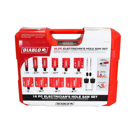 Diablo DHS16SEL 16 pc Bi-Metal Hole Saw Set for Electricians