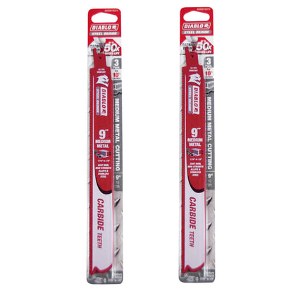 Diablo DS0910CF3 9" 10 TPI Steel Demon Carbide Teeth Reciprocating Saw Blades for Medium Metal 2x (3-Pack) 6 blades
