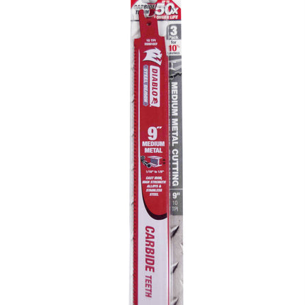 Diablo DS0910CF3 9" 10 TPI Steel Demon Carbide Teeth Reciprocating Saw Blades for Medium Metal 2x (3-Pack) 6 blades